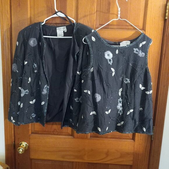 Adrianna Papell Evening Beaded Jacket And Top - Picture 1 of 10